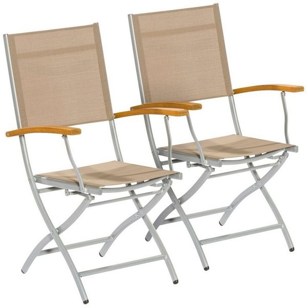 MERXX Gartensessel Naxos (Set, 2-St), 2er Set, Eukalyptusholz/Textil, klappbar, grau