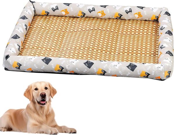 FELIXLEO Hundematte Hund Kühlmatte 2in1 Bett Waschbar Selbstkühlend rutschfest (A*L).