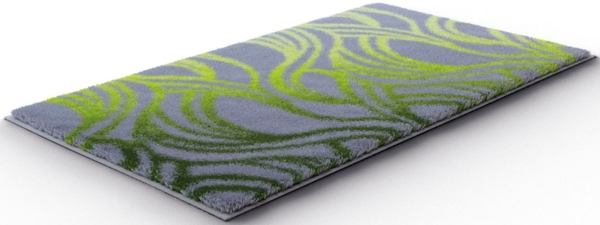 Grund Badematte Mayra, Höhe 20 mm, rutschhemmend beschichtet, fußbodenheizungsgeeignet, Polyacryl, rechteckig, Frisches Wellenmuster in lebendigen Farben, 5 Jahre Garantie