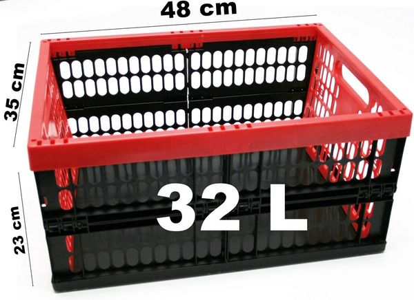 Schulz Haushaltswaren Klappbox Klappbar Box Kiste Transport Einkaufskorb Faltbar 32 oder 45 Liter, 32 l, Zusammenfaltbar