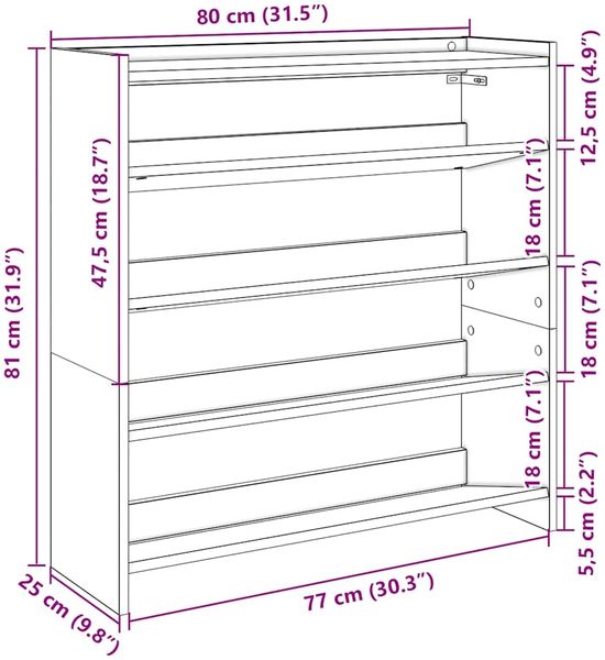vidaXL Schuhregal Betongrau 80x25x81 cm Holzwerkstoff 859908 Bild 9