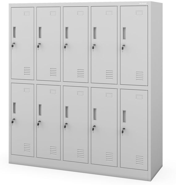 Jan Nowak Schließfachschrank Metallspind Schulspind Umkleideschrank Garderobenschrank Spindschrank mit 10 Fächern abschließbar für Schule Umkleide 150 x 136 x 45 cm