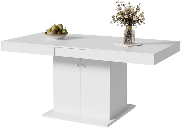 Esstisch 140/180 x 80 x 76 cm, ausziehbar, mit Stauraum, Weiß Bild 7