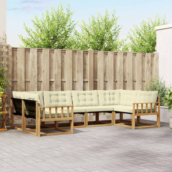 vidaXL Outdoor-Sofagarnitur mit Kissen 6 pcs Weiß und Creme 3389016