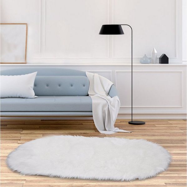 Rosnek Teppich Oval, zottelig, weich, rutschfeste Unterseite, für Sofas Bett, Schlafzimmer Wohnzimmermatte