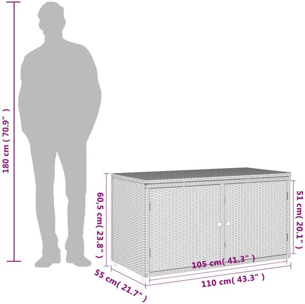 vidaXL Gartenschrank Grau 110x55x60,5 cm Poly Rattan 365569 Bild 10