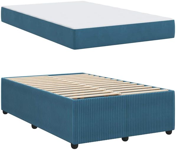 vidaXL Bettrahmen mit Matratze Blau 120 x 200 cm Stoff 3398390 Bild 4