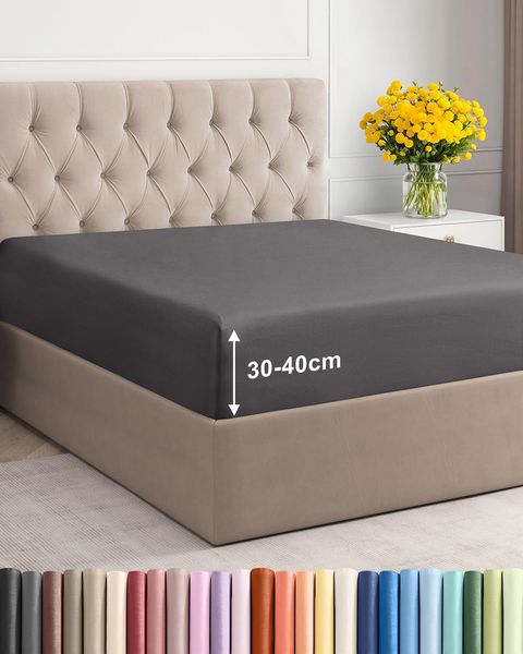 Spannbettlaken 120x190 cm Dunkelgrau - 40cm (16") Tiefe Tasche - Premium Mikrofaser Spannbetttuch - Weich und Knitterfrei - Atmungsaktiv, Hypoallergen und Oeko-TEX Standard 100 Zertifiziert