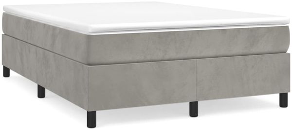 vidaXL Boxspringbett mit Matratze Hellgrau 140x200 cm Samt 3144681 Bild 2