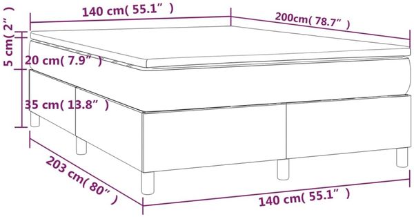 vidaXL Boxspringbett mit Matratze Hellgrau 140x200 cm Samt 3144681 Bild 10