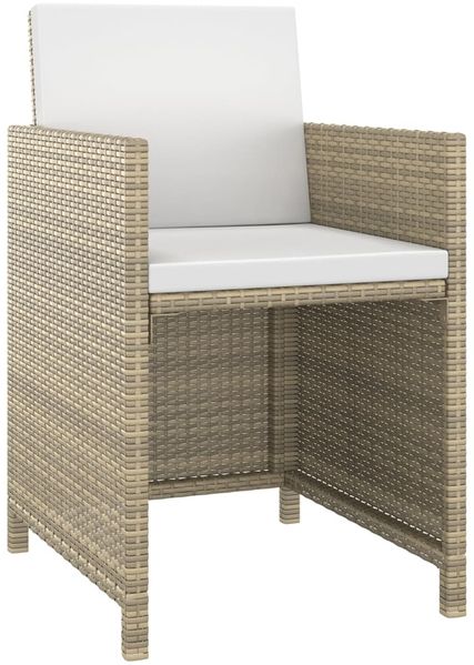 vidaXL 5-tlg. Garten-Essgruppe mit Kissen Poly Rattan Beige 3095501 Bild 3