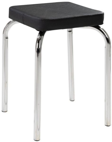 HAKU Sitzhocker Stapelhocker, B 36 cm, T 36 cm, H 47 cm (1 St), Schwarz, stapelbar, Chromgestell