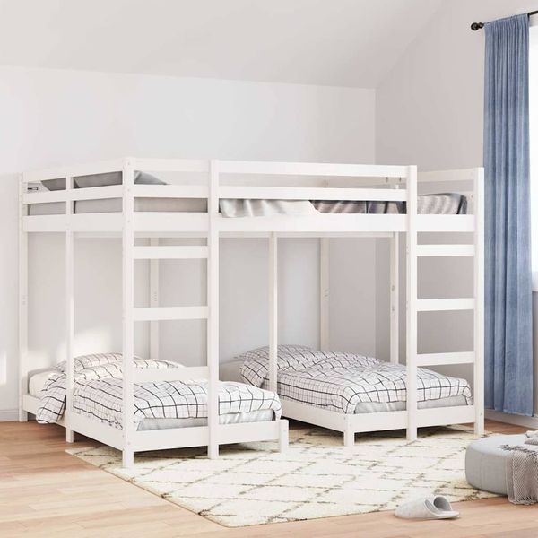 vidaXL Dreifach Etagenbettrahmen Weiß 160 x 200 cm 3414562