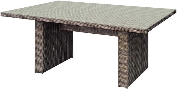 Gartentisch MIAMI - Glastisch, Kunststoff, Nelkenbraun, 200x100x75cm | Terrassentisch Wetterfest Outdoor Tisch