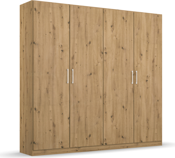 rauch Kleiderschrank; Drehtürenschrank COSMO, 4-türig, Eiche Artisan, mit Aufbewahrungsboxen, 181x197x54xcm Bild 3