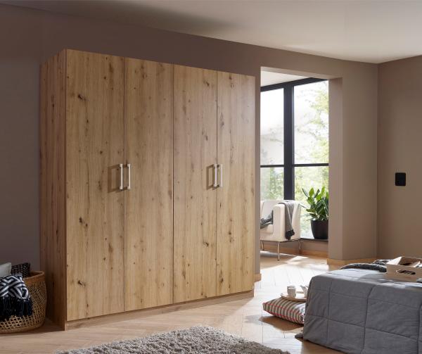 rauch Kleiderschrank; Drehtürenschrank COSMO, 4-türig, Eiche Artisan, mit Aufbewahrungsboxen, 181x197x54xcm Bild 1