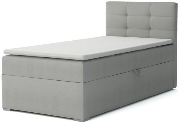 Deine Möbel 24 Boxspringbett FLO Boxbett Einzelbett Polsterbett Jugendbett (Beige Hellgrau Grau Anthrazit Schwarz, 2-St, Bonellfederkernmatratze H3 Taschenfederkernmatratze H4), 90x200 100x200 Veloursstoff
