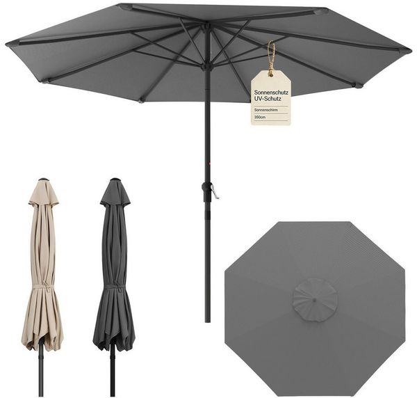 Huracan Sonnenschirm Strandschirm Neigbar, Sonnenschirme,Balkonschirm,Gartenschirm, Strandschirm mit/ohne LED, 300/350cm Durchmesser, neigbar/knickbar