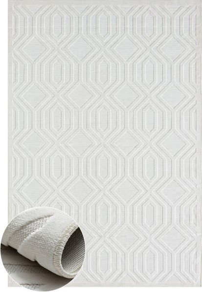 Wohnando Teppich MY-RUG Outdoor-Teppich "Elaria" 160x100 cm, weiß, rechteckig, Höhe: 8 mm, mit schlichtem Hoch-Tief-Design