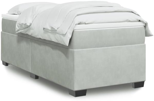 vidaXL Boxspringbett mit Matratze Hellgrau 100x200 cm Samt 3285263