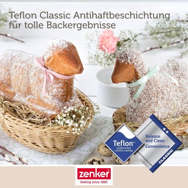 Zenker Osterbackformen Mini-Osterlamm und Osterlamm Backformen  700 & 900 ml Füllvolumen  3D Kuchenformen mit Häschen und Lämmchen als Motiv zum Backen Bild 5