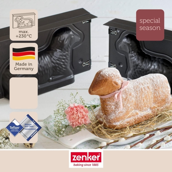 Zenker Osterbackformen Mini-Osterlamm und Osterlamm Backformen  700 & 900 ml Füllvolumen  3D Kuchenformen mit Häschen und Lämmchen als Motiv zum Backen Bild 2
