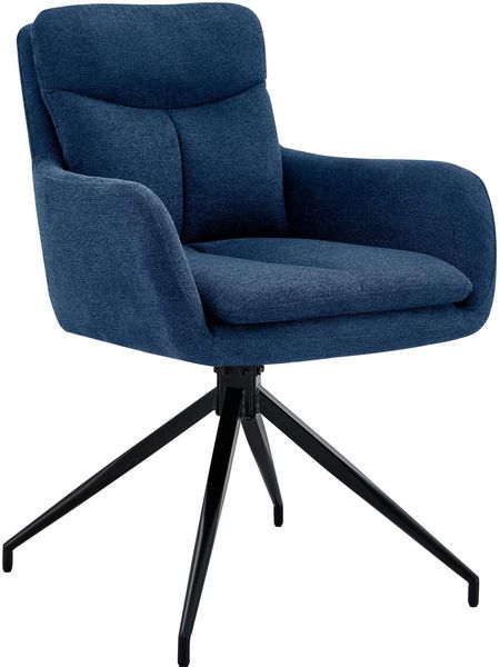CLP Esszimmerstuhl Somers Stoff 180° Schwenkfunktion mit Armlehnen und Rückenlehne,blau