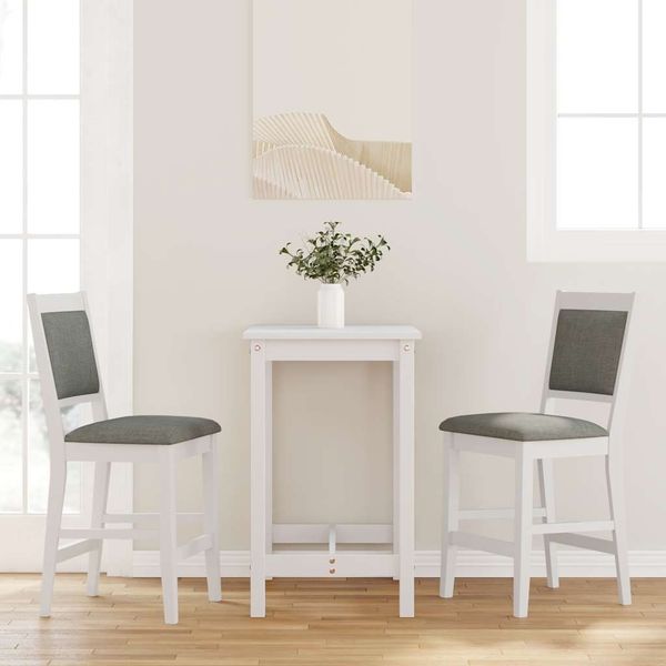 vidaXL Barhocker mit Kissen 2 Stk. Weiß Massivholz Gummibaum 4102566