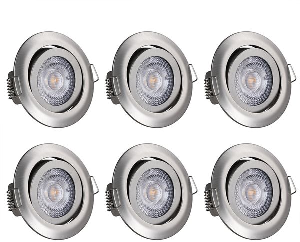 Monzana Einbauleuchte 6er Set schwenkbar und dimmbar Stil Silber