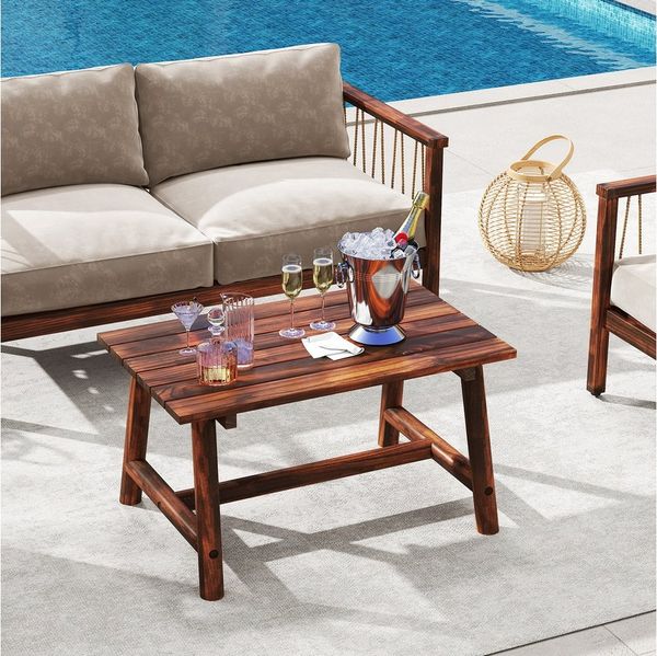 KOMFOTTEU Gartentisch, Holztisch Couchtisch mit Tischplatte & Lattenrost