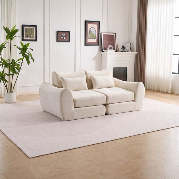 Leawin Sofa Sofas Wohnzimmer, modulares 2-Sitzer Sofa aus Chenille, Flexibel, rutschfest, werkzeuglos und bequem gepolstert