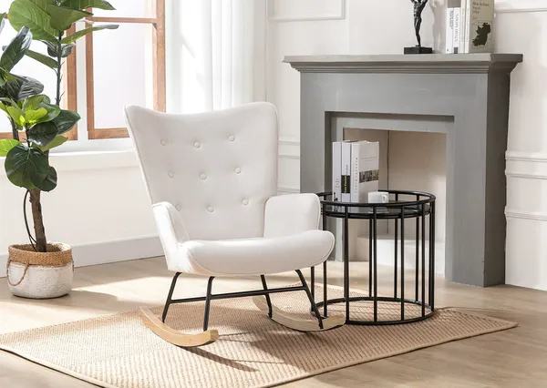 Vente-unique - ELMINA Sessel Stoff Beige - B 68 cm x H 91 cm x L 86 cm