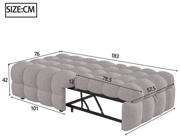 STILVORA Schlafsofa Ausziehbares sofa mit bettfunktion,sofas wohnzimmer,Puffy-Bett,grau Bild 4