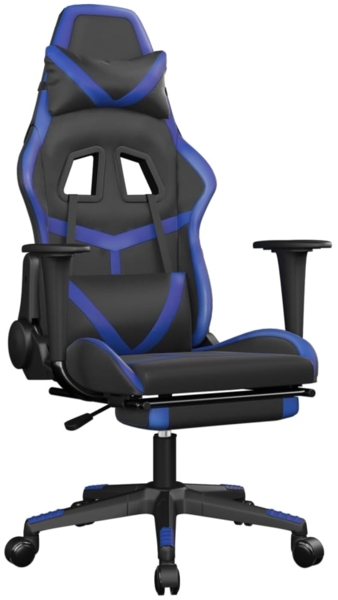 vidaXL Gaming-Stuhl mit Fußstütze Schwarz und Blau Kunstleder 3143676