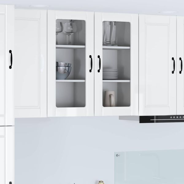 vidaXL Wandglas-Schrank PORTO 2 pcs Hochglanz Weiß 40 x 31 x 80 cm 885344