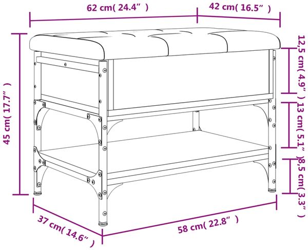 vidaXL Schuhbank Schwarz 62x42x45 cm Holzwerkstoff 835187 Bild 11