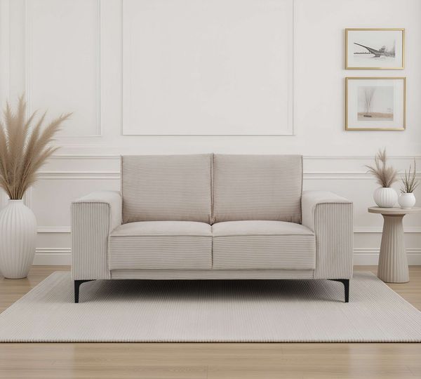 OTTO home 2-Sitzer Kompaktsofa Oland, Struktur, Flachgewebe, Luxus-Microfaser, Boucle, 164 cm, Wellenunterfederung, Skandi-Design, Metallfüße