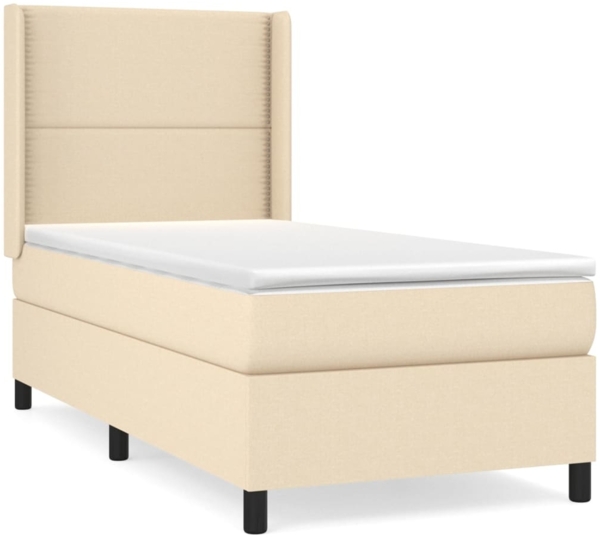 vidaXL Boxspringbett mit Matratze Creme 90x190 cm Stoff 3131318