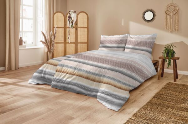 Primera Renforce Bettwäsche 155x220 Streifen grau natur rost gestreift 123096-78 Bild 3