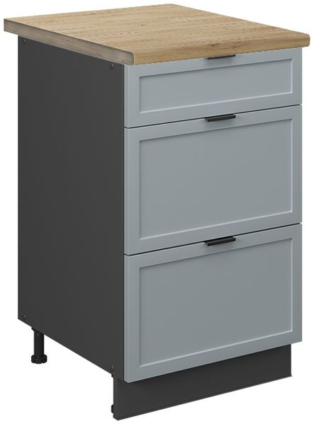 Küchenunterschrank Fame-Line Hellblau-grau 50 cm , AP Eiche Vicco