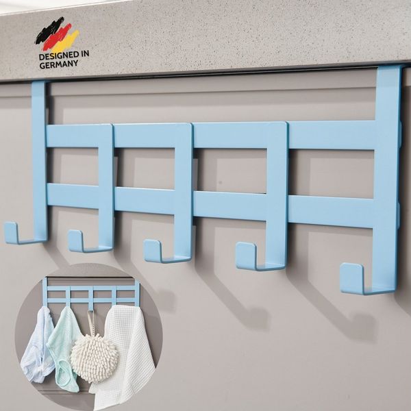 DEKAZIA Türgarderobe Kindergarderobe Tür Garderobe Türhaken Haken Tür, Kinderzimmer, Garderobe, Haustür, Zimmertür, Schranktür, Flur, Bad, Badezimmer, Schubladen, (Inkl. Filzpads, für alle gängigen Zimmertüren, Schranktüren, 4 Farben), zum Einhängen Ki...