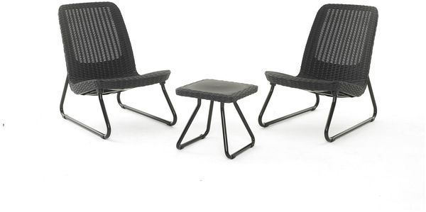 Dmora Loungeset für draußen Canmore, Outdoor-Lounge mit Couchtisch, Terrassenset mit Kissen, 78x54 h79 cm, Anthrazit