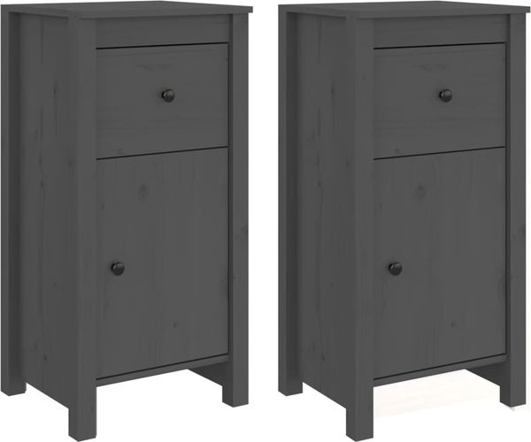 2 Stk. Sideboards, Kommoden Grau 40x35x80 cm Massivholz Kiefer j3490p