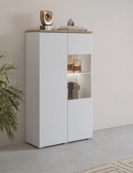 OTTO home Vitrine Modo, Breite 80 cm, moderner griffloser Vitrineschrank Vitrine mit viel Stauraum, Einlegeböden verstellbar, Glastür