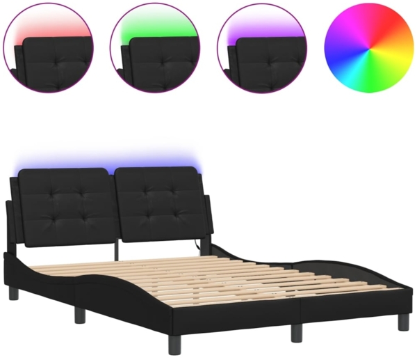 vidaXL Bettgestell mit LED ohne Matratze "Zadar" Schwarz 140x190 cm 3214103