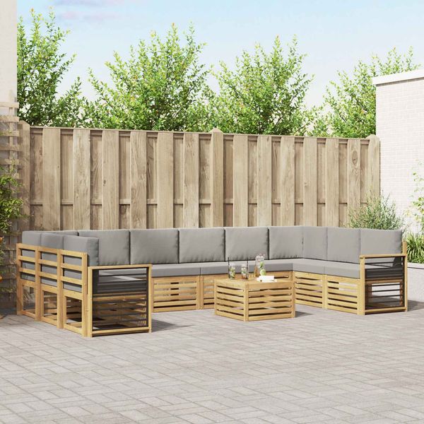vidaXL Outdoor-Sofagarnitur 11 pcs Weiß und Hellgrau 59 x 59 x 37 cm 3392636