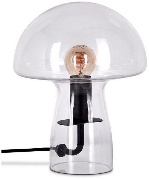 hofstein Tischleuchte Tischlampe aus Metall/Glas in Schwarz/Klar, ohne Leuchtmittel, mit Glasschirmen (18cm) u. An/-Auschalter, 1x E14, ohne Leuchtmittel