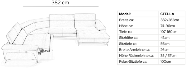 Sofanella Wohnlandschaft STELLA Stoffbezug Sofalandschaft Ecksofa in Dunkelbraun Bild 8