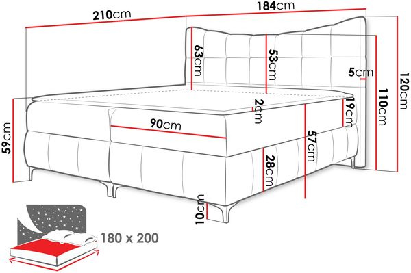 Boxspringbett Niwno (Farbe: Freya 210.28, Größe: 180 x 200) Bild 8