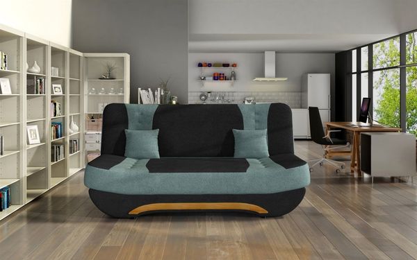 Klick-klack-Sofa Schlafsofa KANDY in Stoff Sawana Schwarz-Türkis